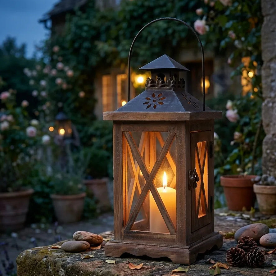 Lanterne en Bois Vintage Légère