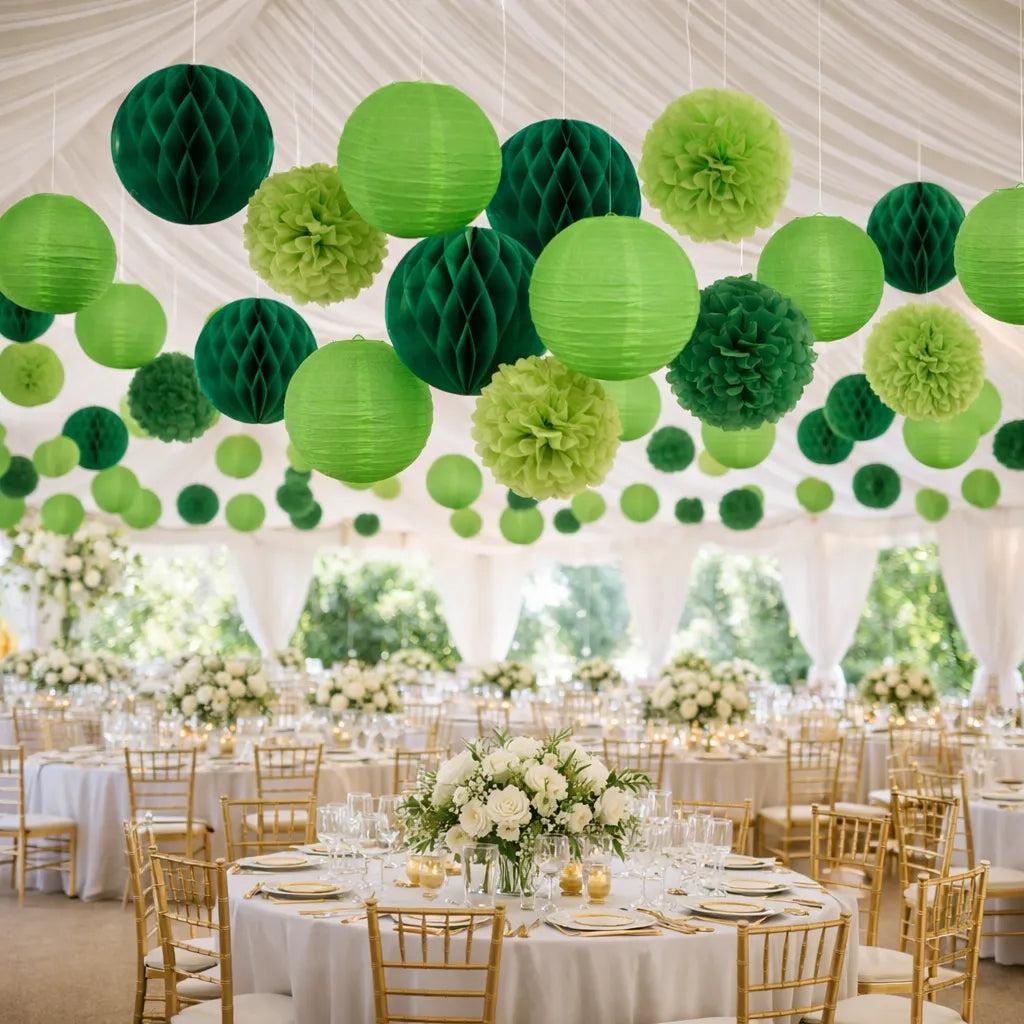 Lanternes en Papier Verts pour Mariage