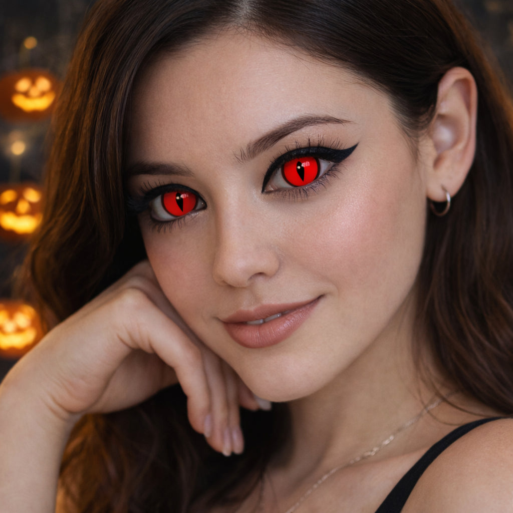 Lentille Halloween Œil de Chat Rouge