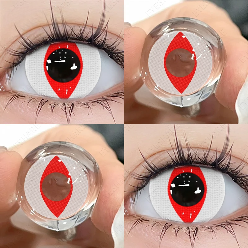 Lentille Halloween Œil de Chat Rouge et Blanc Design