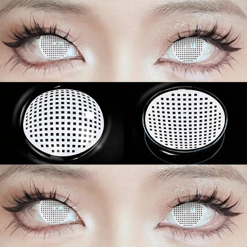 Lentilles Halloween Blanc Quadrillage Unique