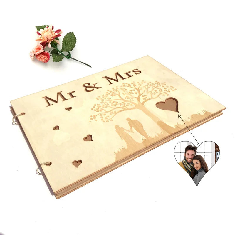 Livre d’Or Couverture en Bois Mariage Unique