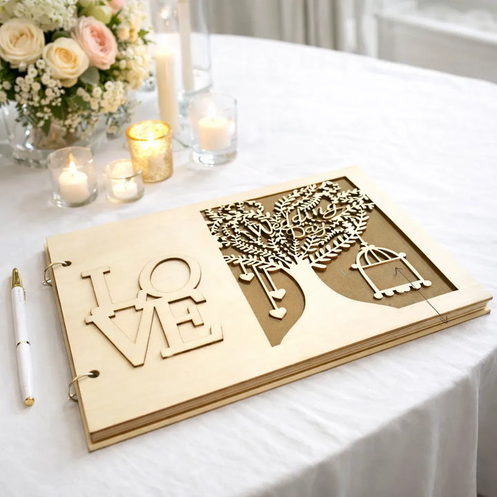 Livre d’Or Mariage en Bois Elégant