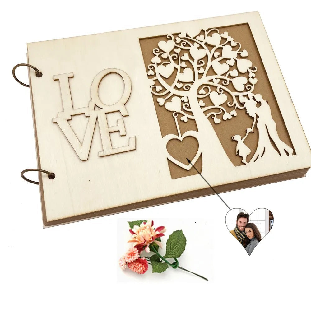 Livre d’Or Mariage en Bois Romantique Original