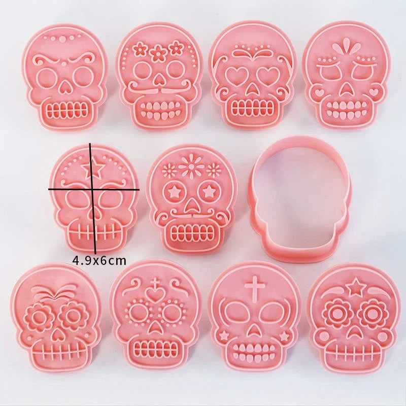 Lot de 10 Emporte-Pièces Crâne Décoré Durable