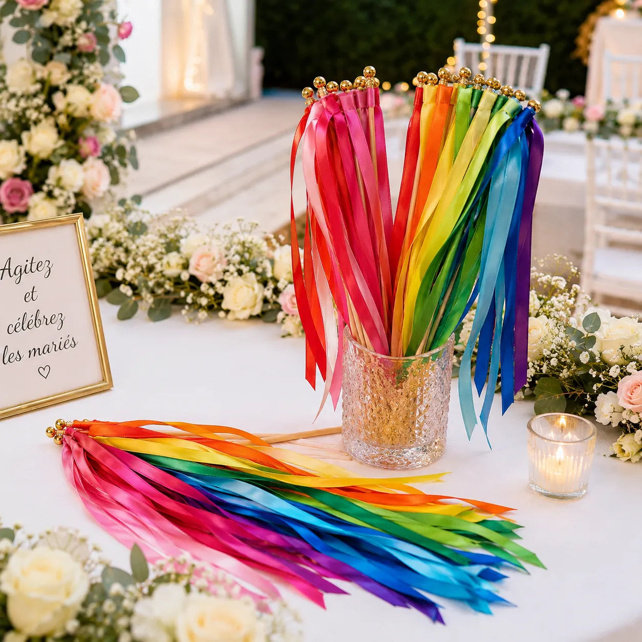 Lot de Baguettes De Rubans Mariage Multicolores Festifs