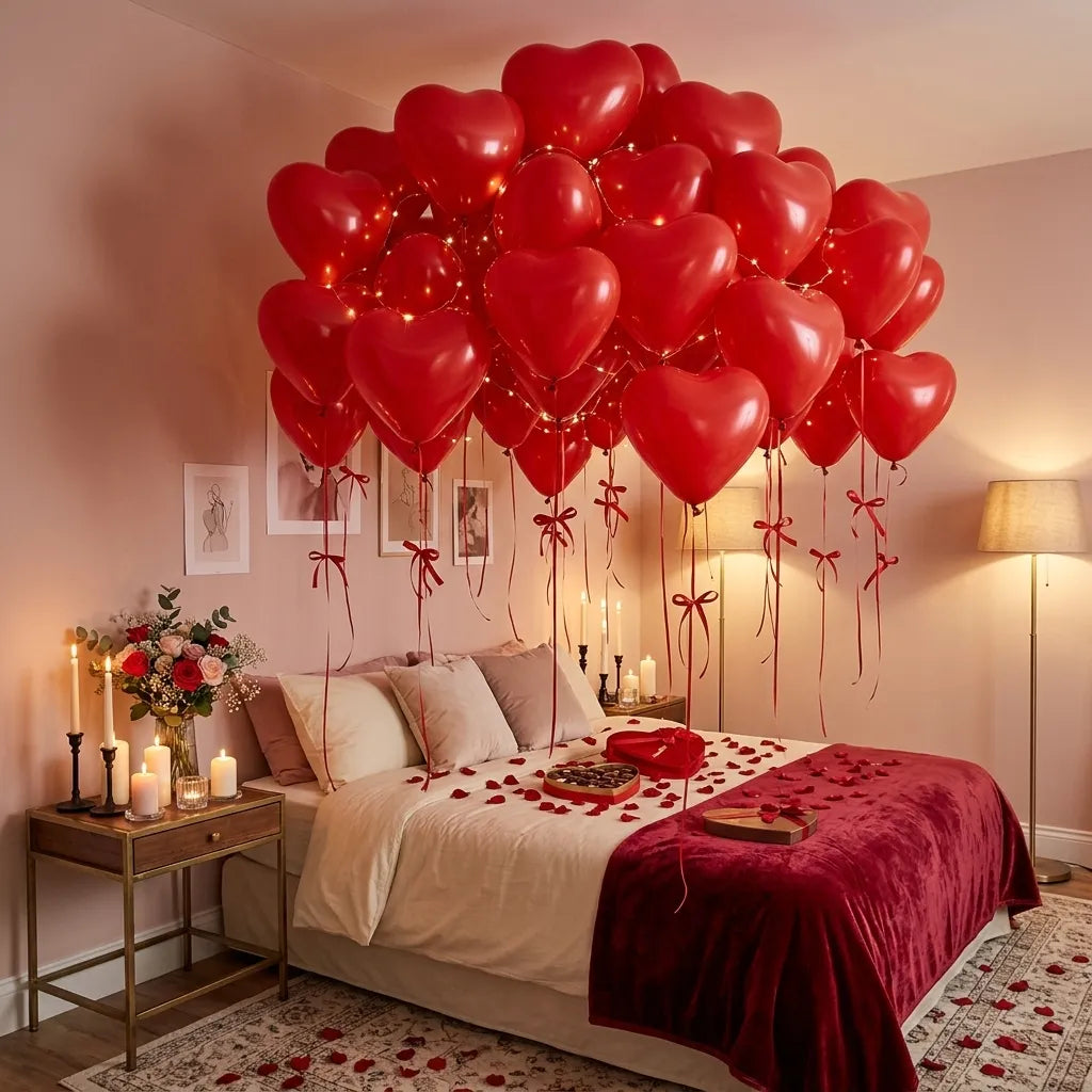 Lot de Ballons Cœur en Latex Décorative