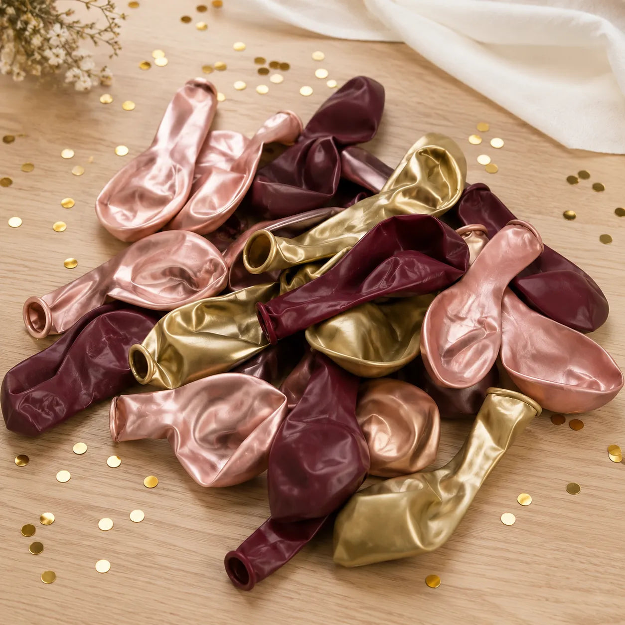 Lot de Ballons Mariage Vin Rouge et Dorés Beau