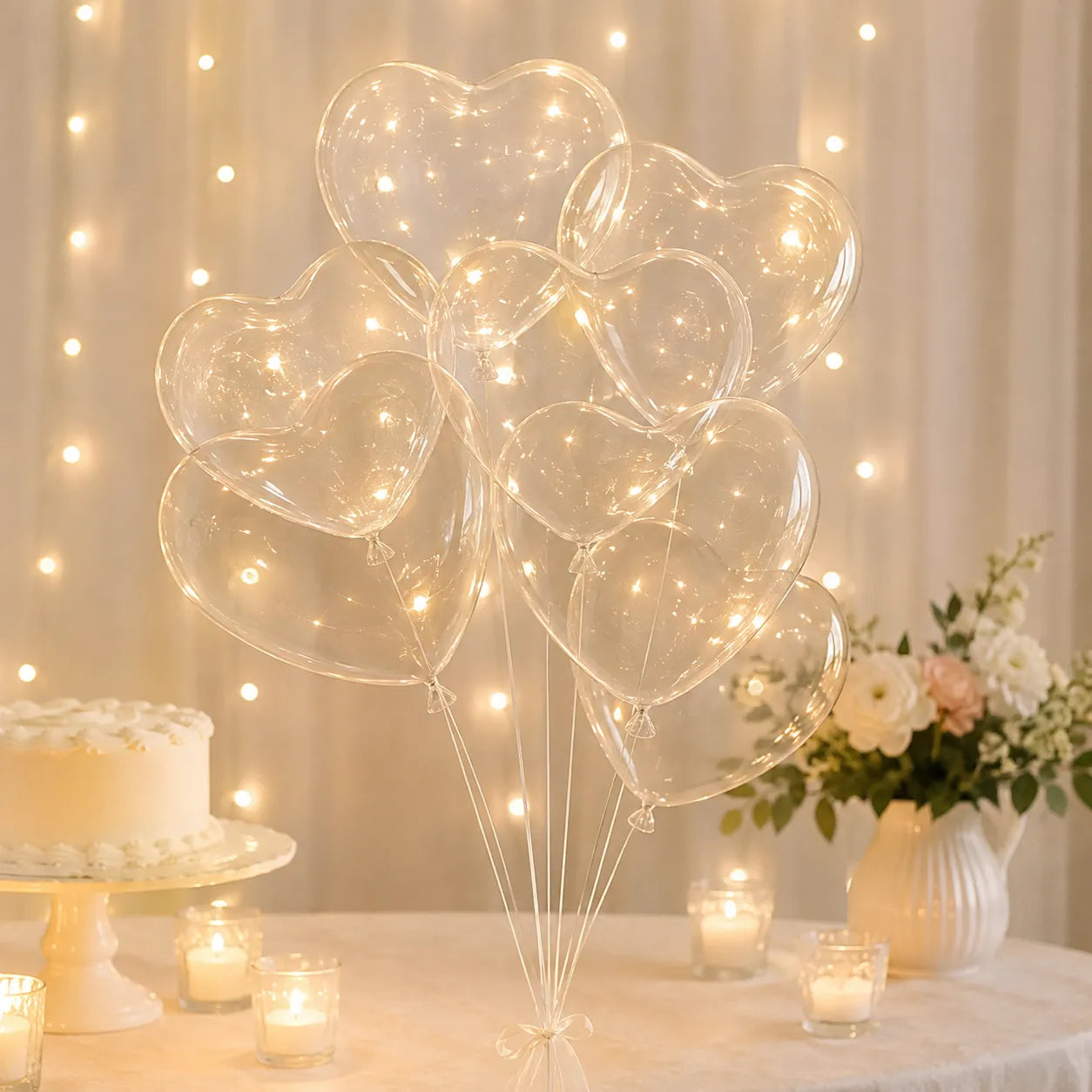 Lot de Ballons Transparents Cœur Beau