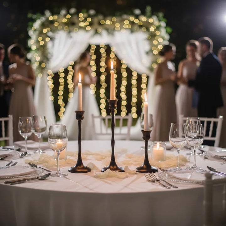 Lot de Bougeoirs Mariage Marron en Fer tendance