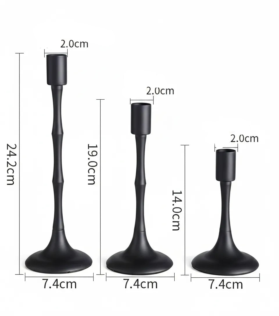 Lot de Bougeoirs Noirs Epurés en Fer minimaliste