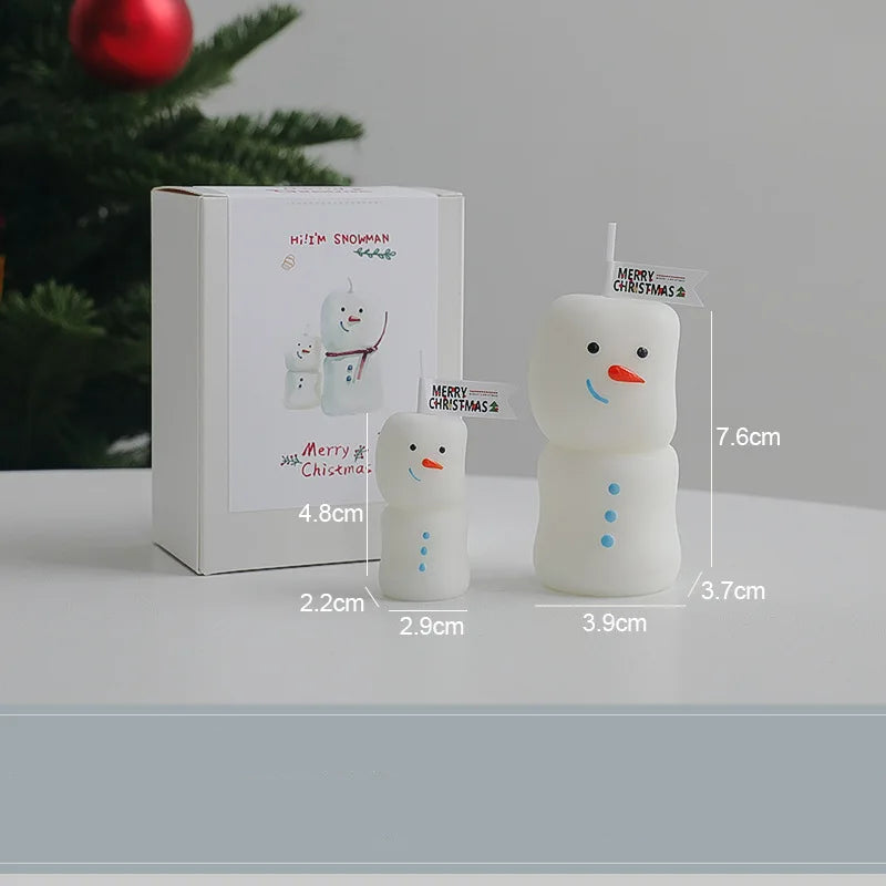 Lot de Bougies Bonhommes de Neige Blancs stylé