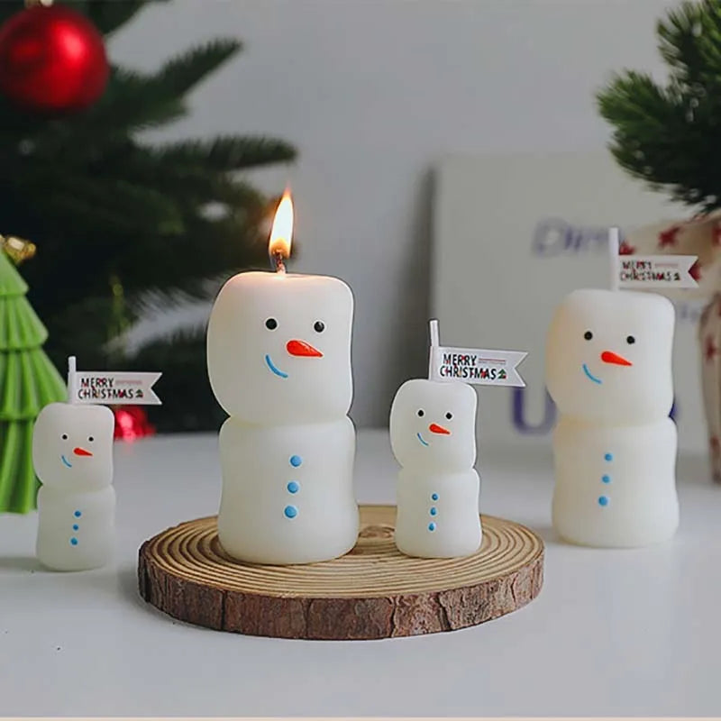 Lot de Bougies Bonhommes de Neige Blancs tendance