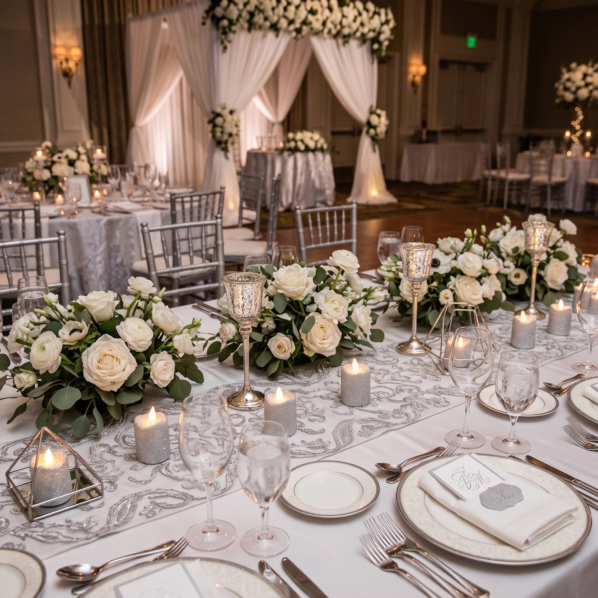 Lot de Bougies LED Argentées Mariage