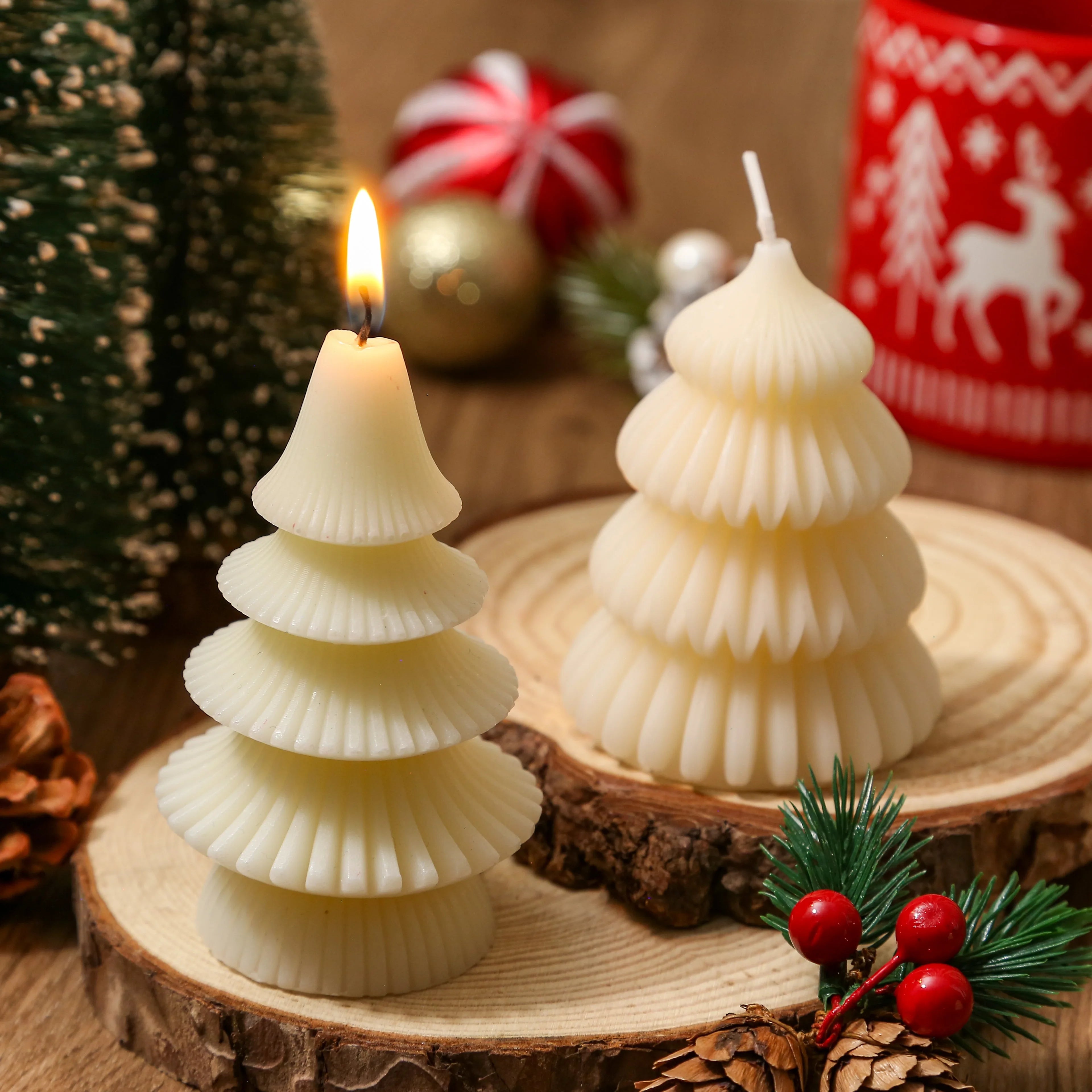 Lot de Bougies Sapin Blanches