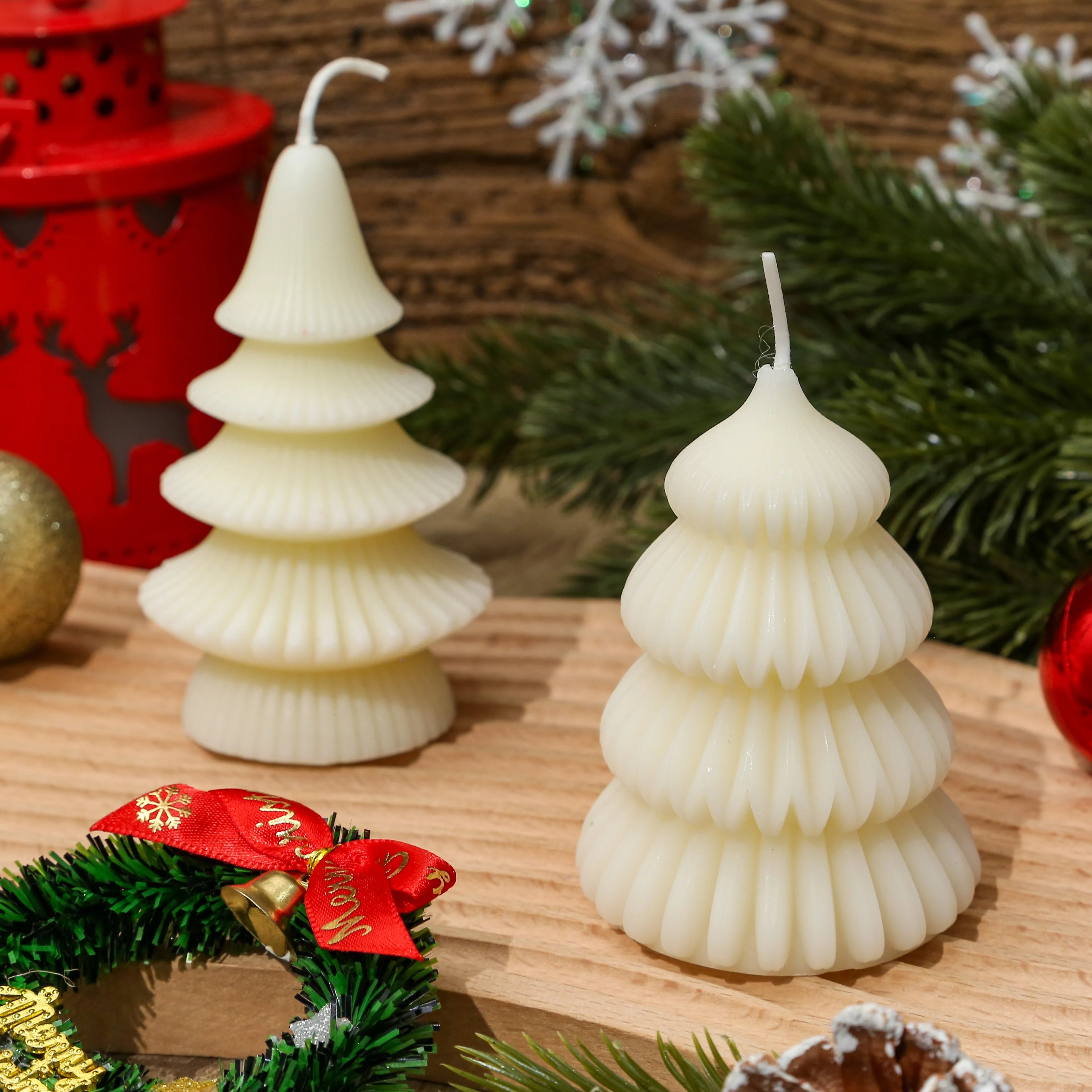 Lot de Bougies Sapin Blanches Design