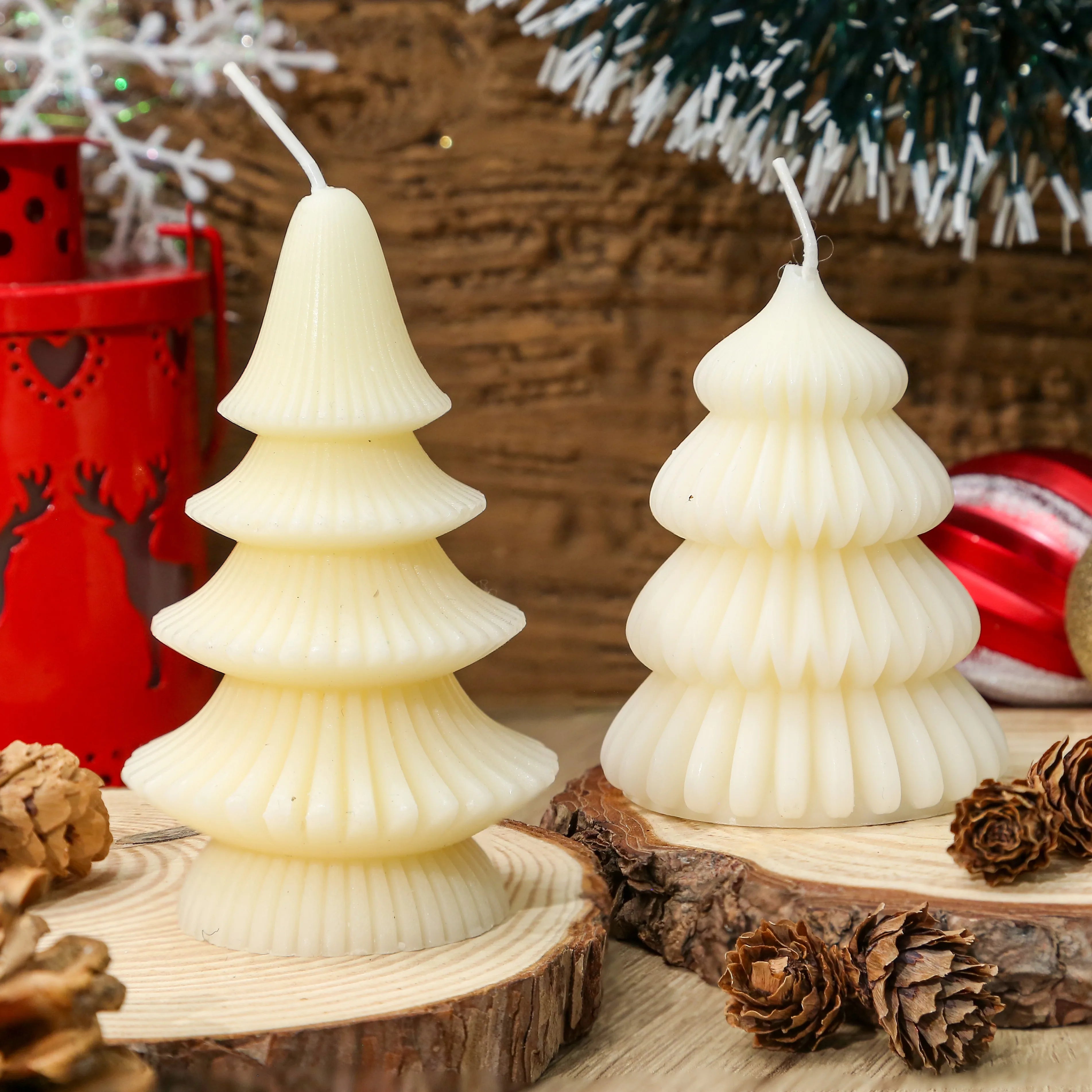 Lot de Bougies Sapin Blanches Noël