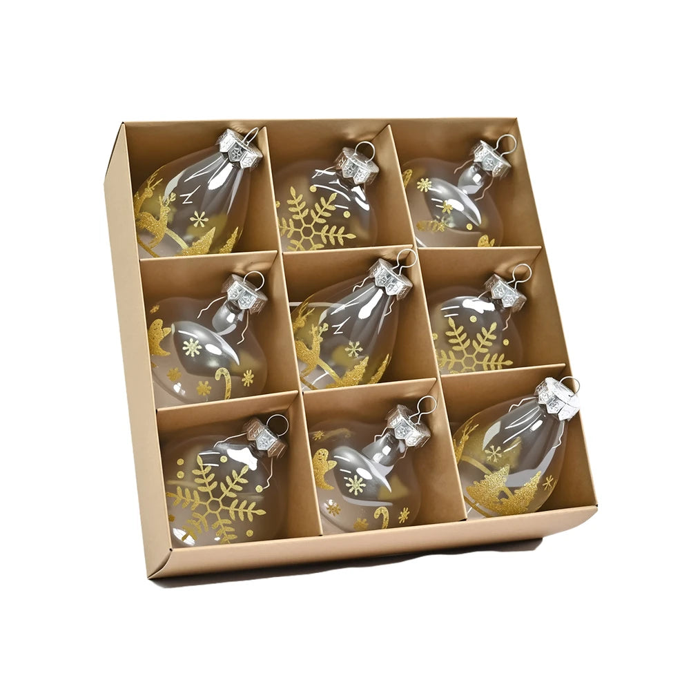 Lot de Boules Transparentes à Motifs Dorés