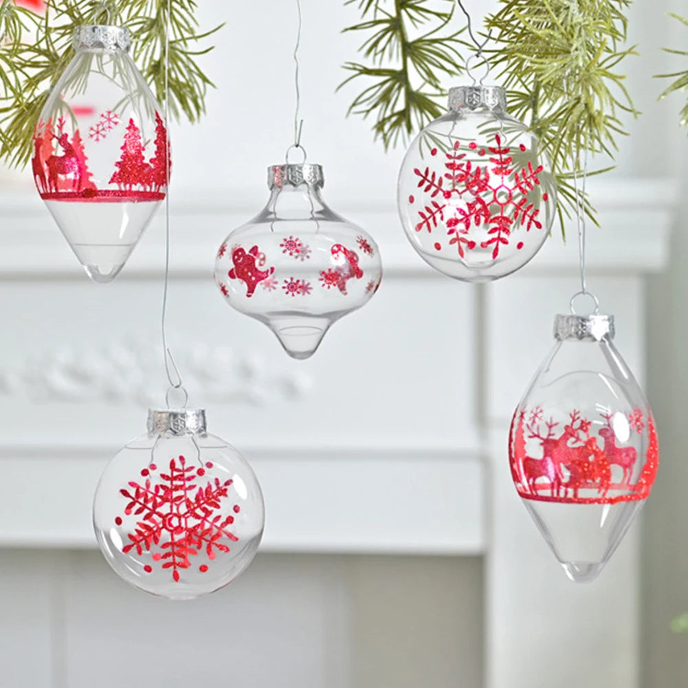 Lot de Boules Transparentes Peintes en Rouge