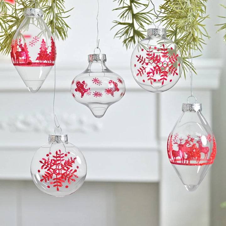 Lot de Boules Transparentes Peintes en Rouge