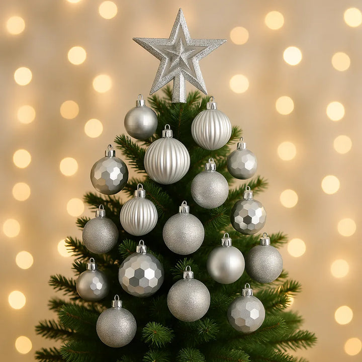 Lot de Boules de Noël Argentées