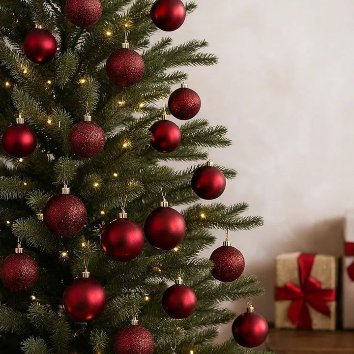 Lot de Boules de Noël Bordeaux