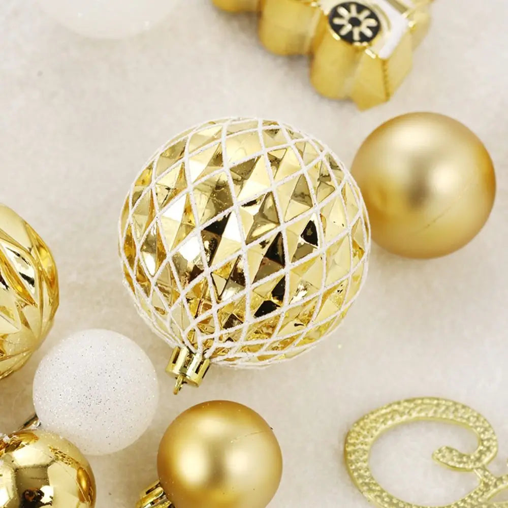 Lot de Boules de Noël Dorées Design Plastiques 