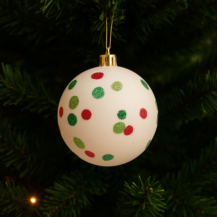 Lot de Boules de Noël à Pois 