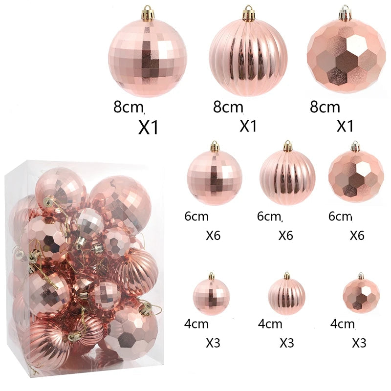 Lot de Boules de Noël Rose Gold