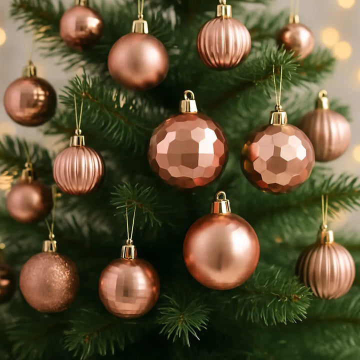 Lot de Boules de Noël Rose Gold