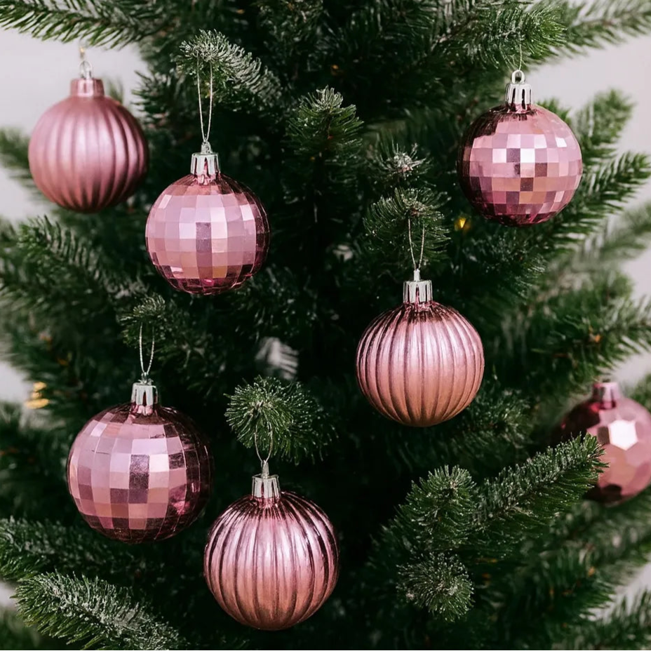 Lot de Boules de Noël Roses