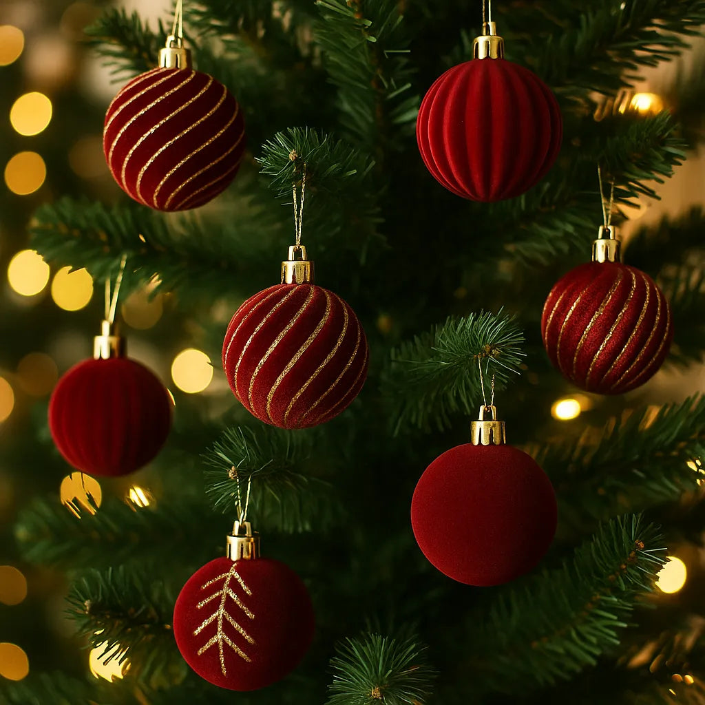 Lot de Boules de Noël Rouges Elégantes