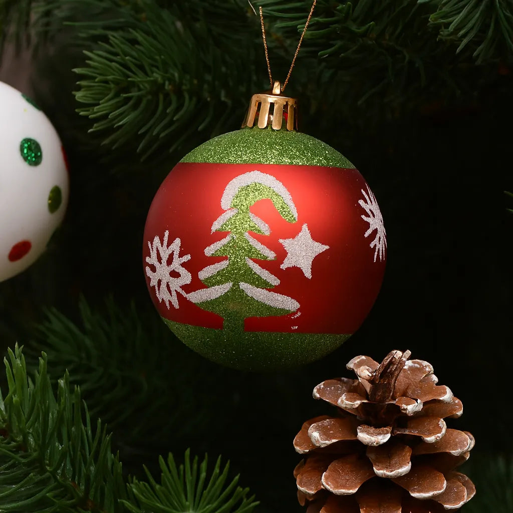 Lot de Boules de Noël Vertes Peintes