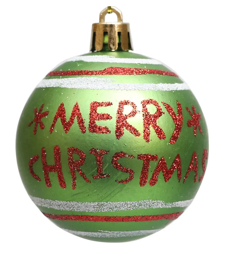Lot de Boules de Noël Vertes Peintes chic