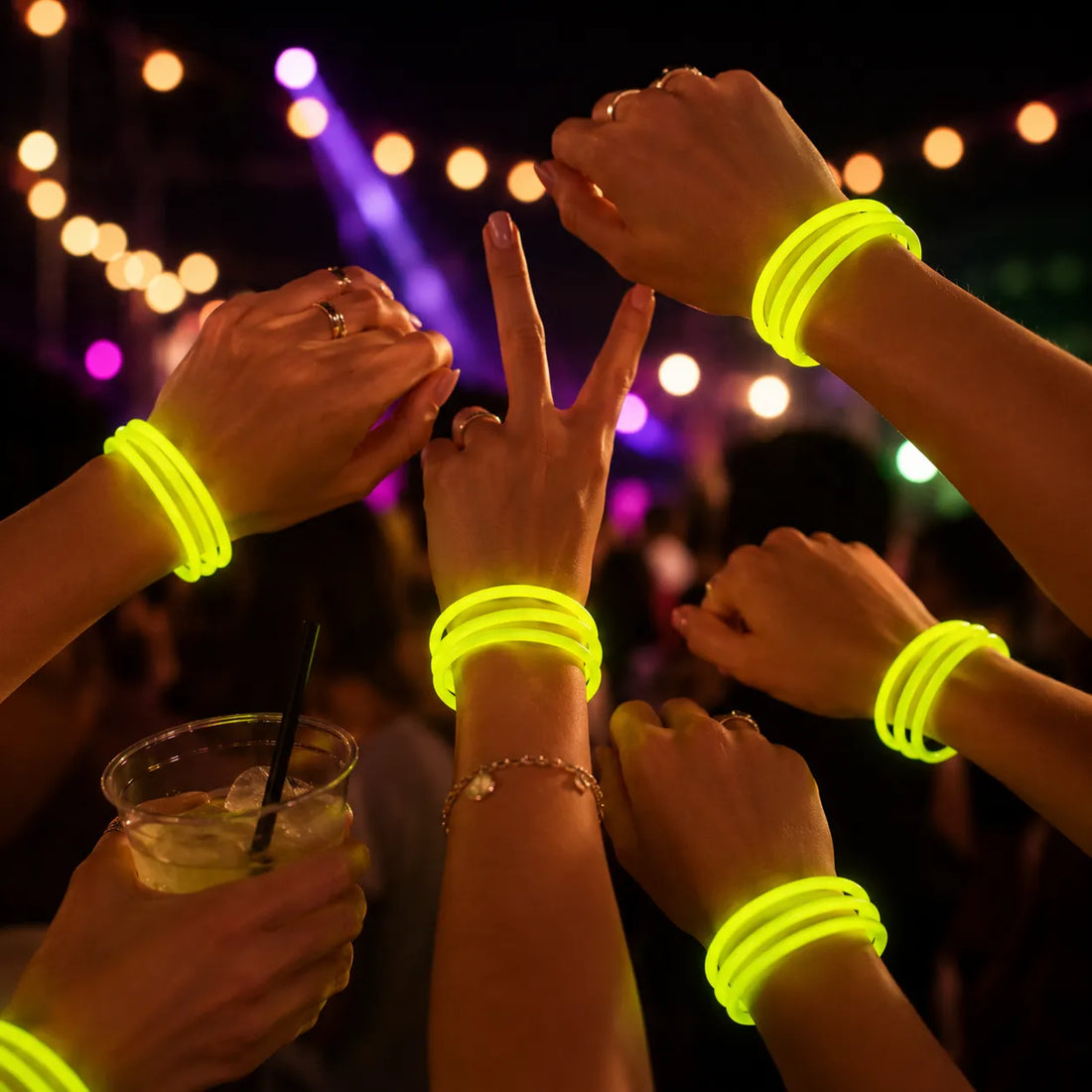 Lot de Bracelets Jaunes Fluorescents 