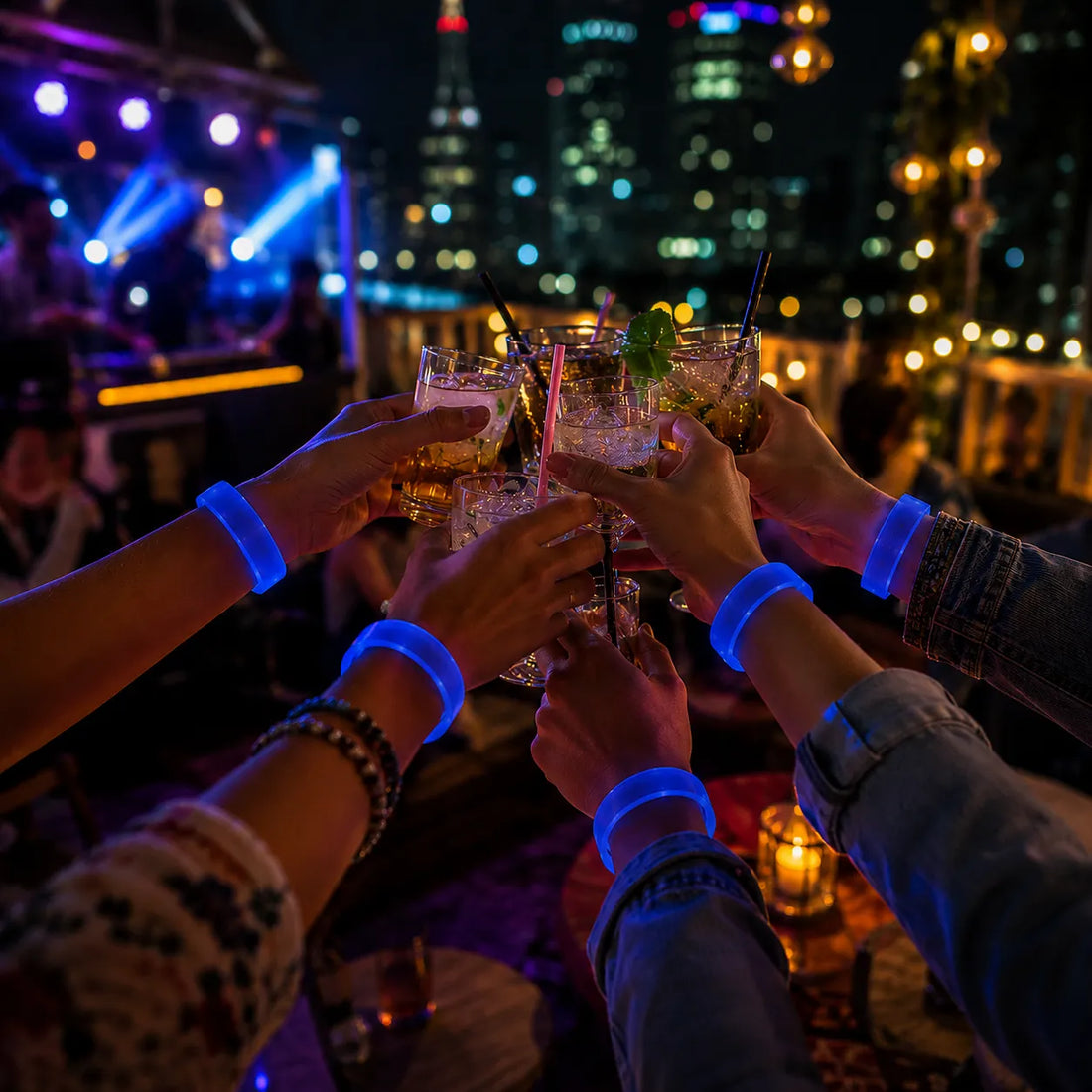 Lot de Bracelets LED Bleu de Fête