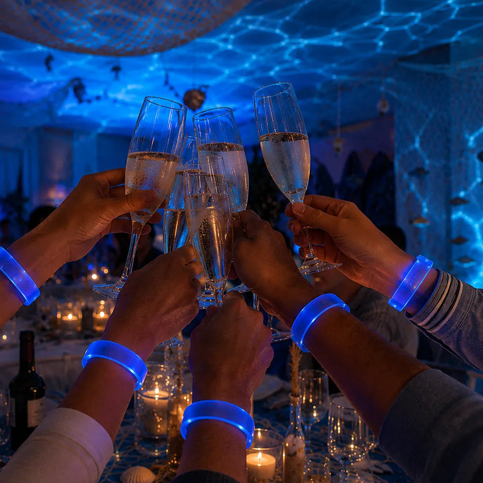 Lot de Bracelets LED Bleu de Fête Unique