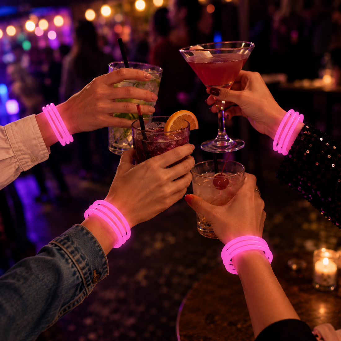 Lot de Bracelets Roses Fluorescents Moderne