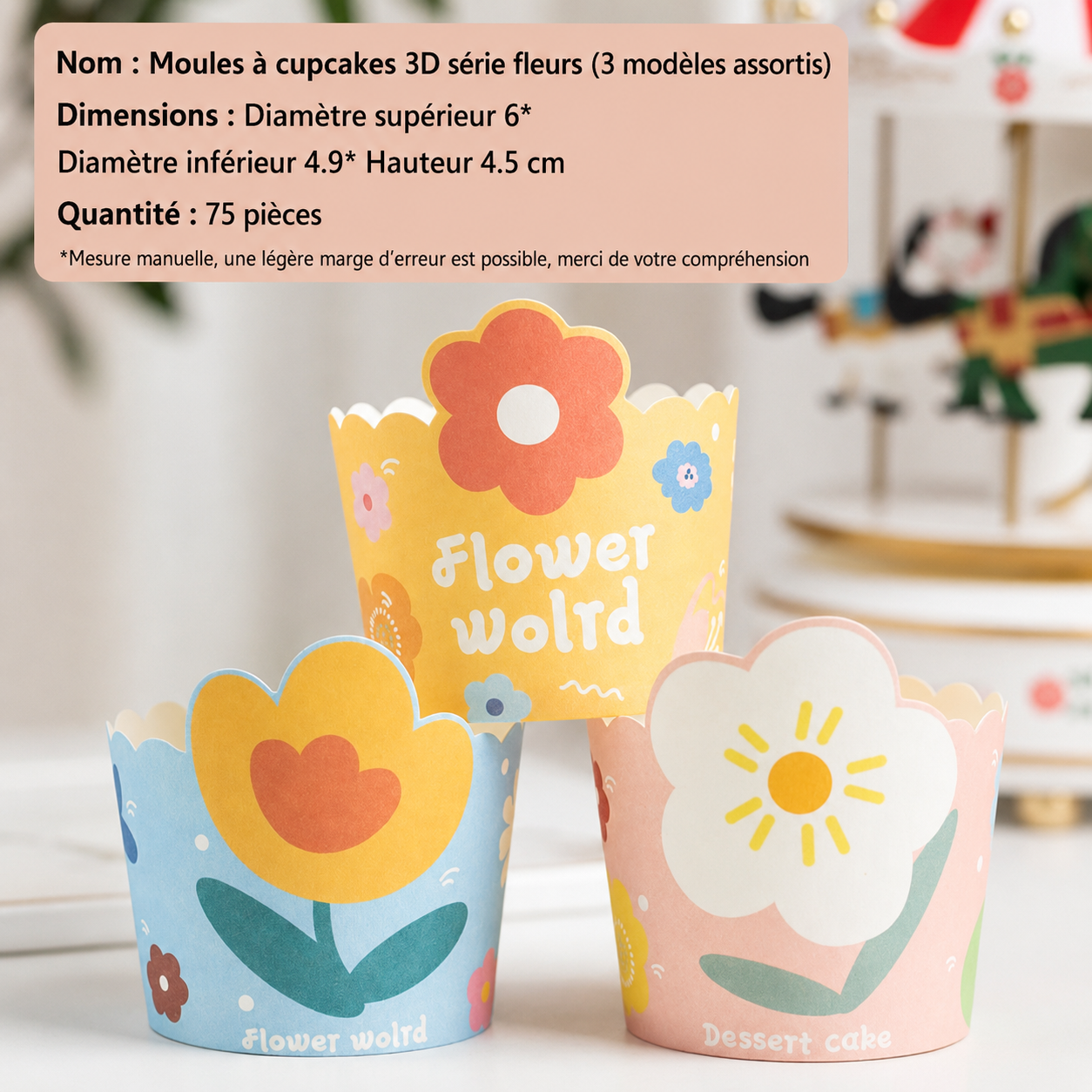 Lot de Caissettes à muffin Fleur Details