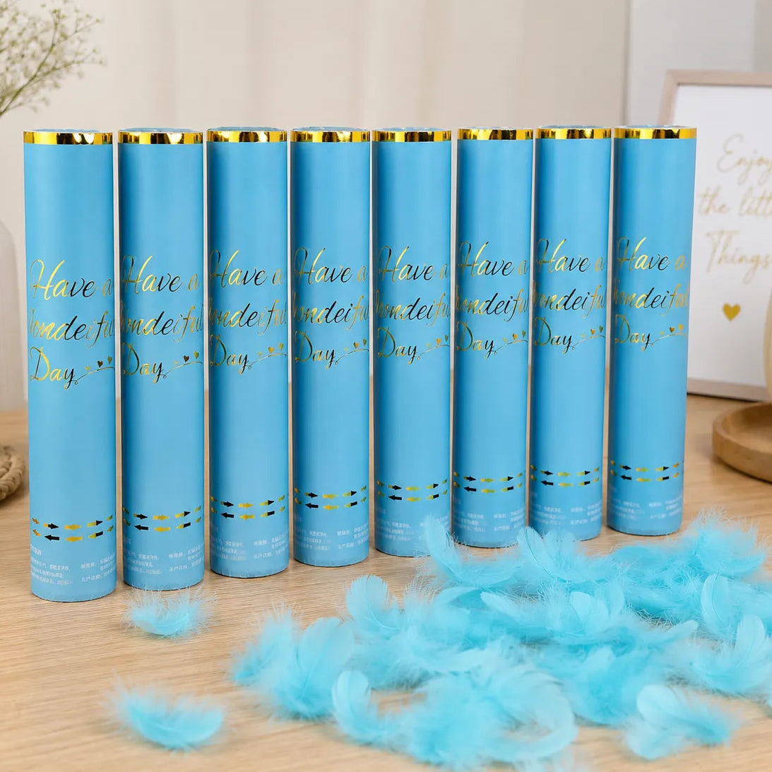 Lot de Canons à Confettis Plumes Bleues