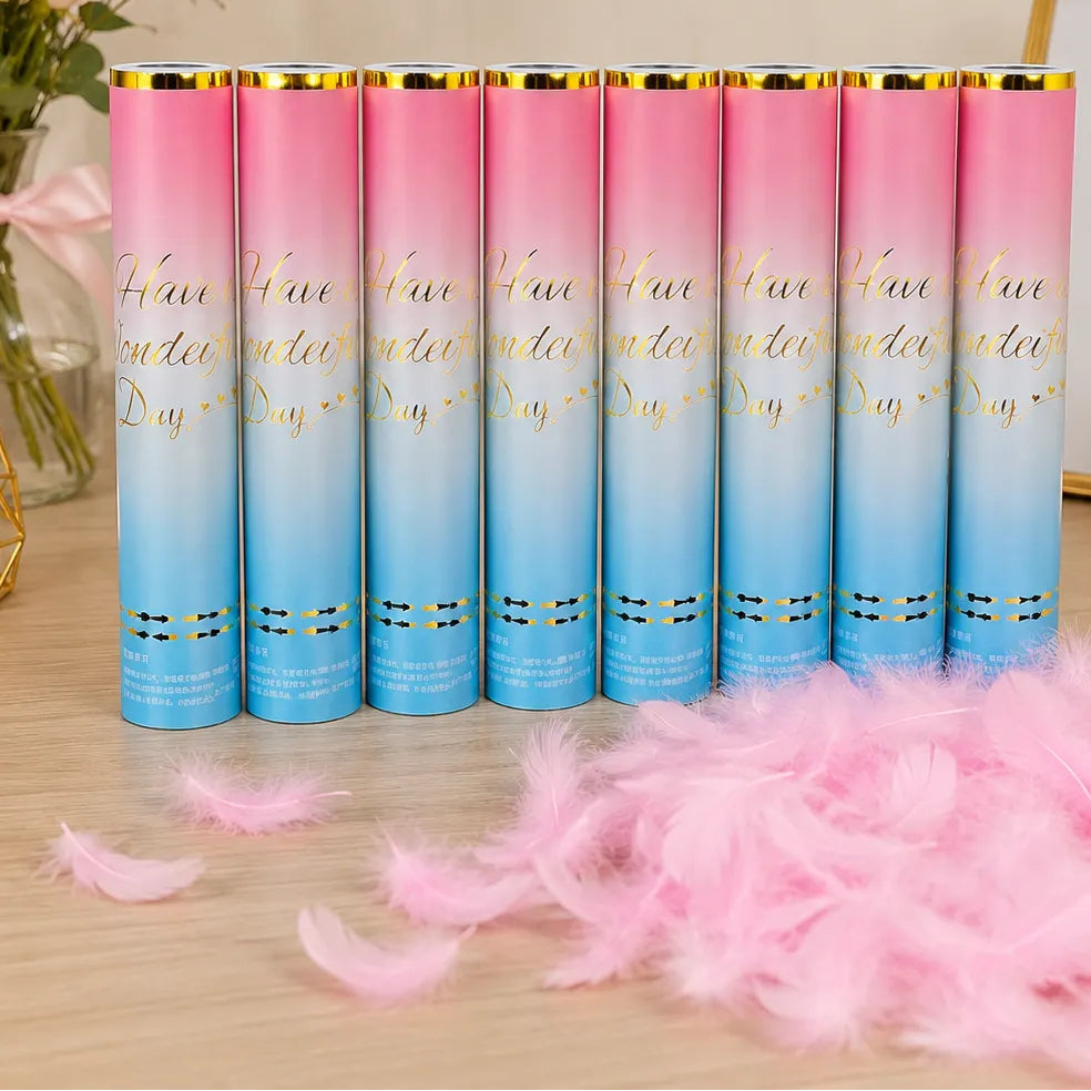 Lot de Canons à Confettis Plumes Roses