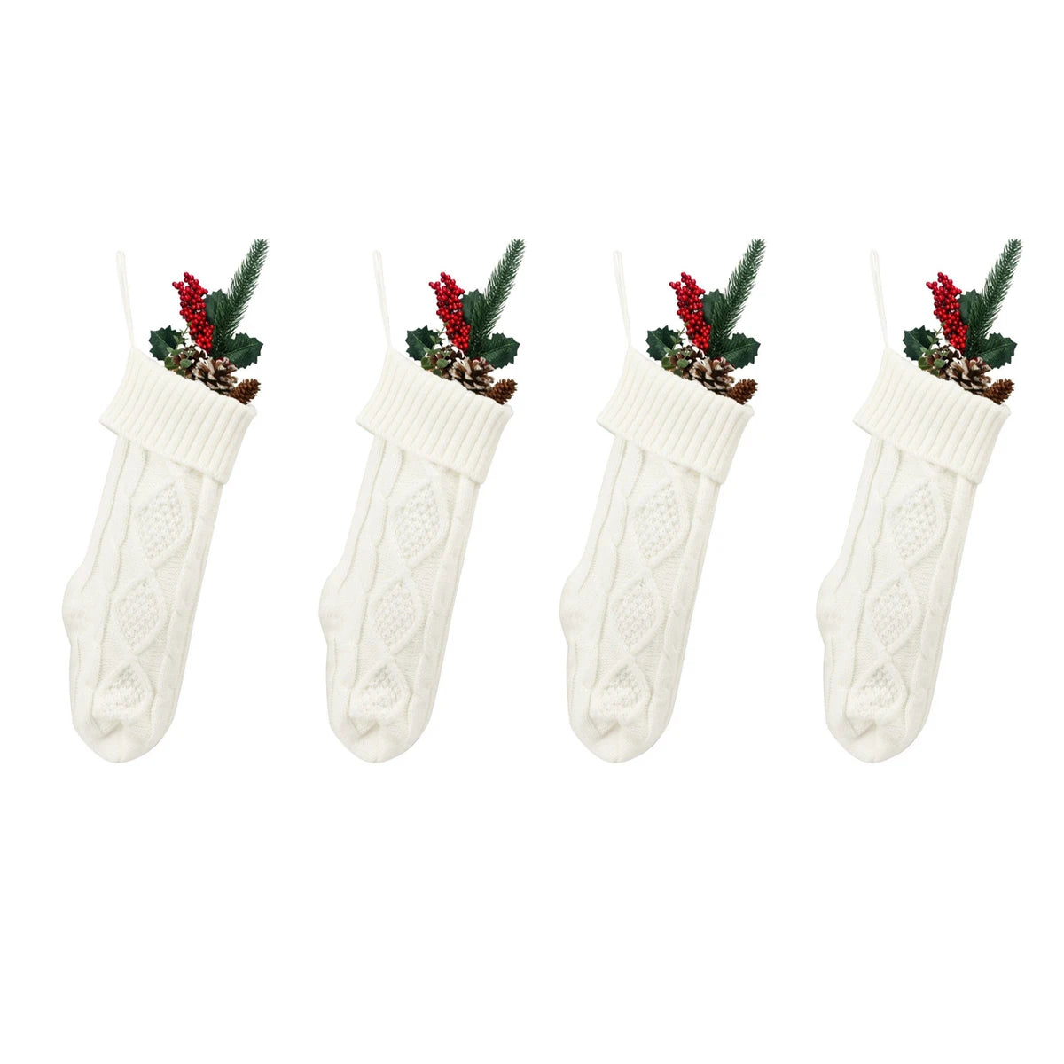 Lot de Chaussettes Décoratives Noël Blanches Chic