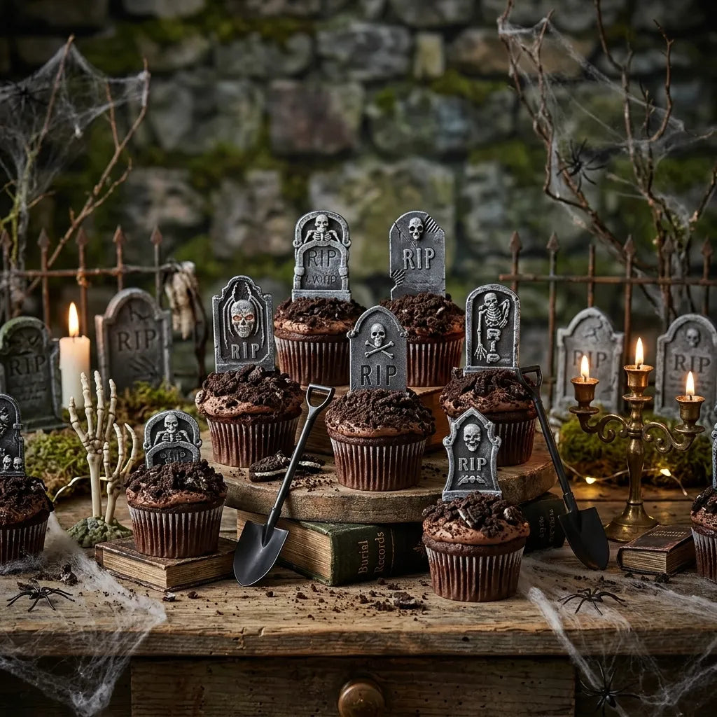 Lot de Cupcake Toppers Pierre Tombale Unique