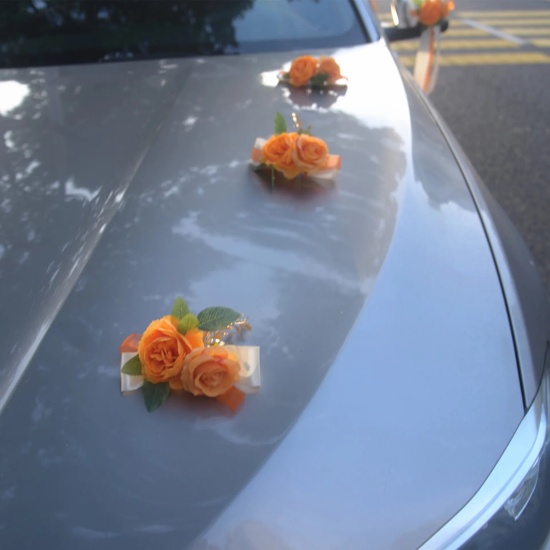 Lot de Déco Florale Orange Voiture Mariage Unique