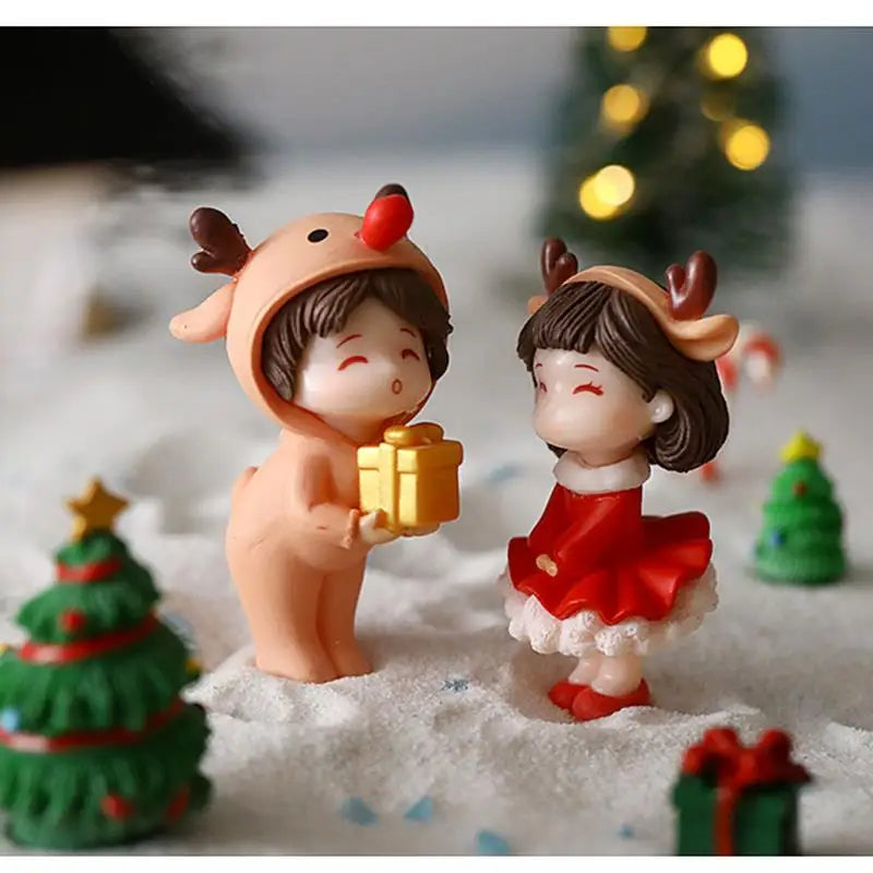Lot de Figurines Petites Filles Noël