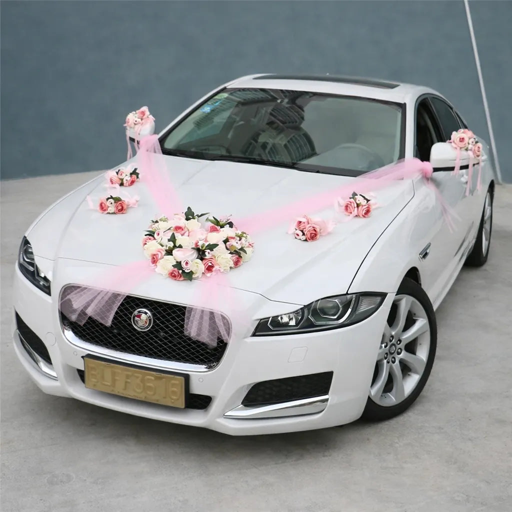 Lot de Fleurs Roses Décoratives Voiture sublime