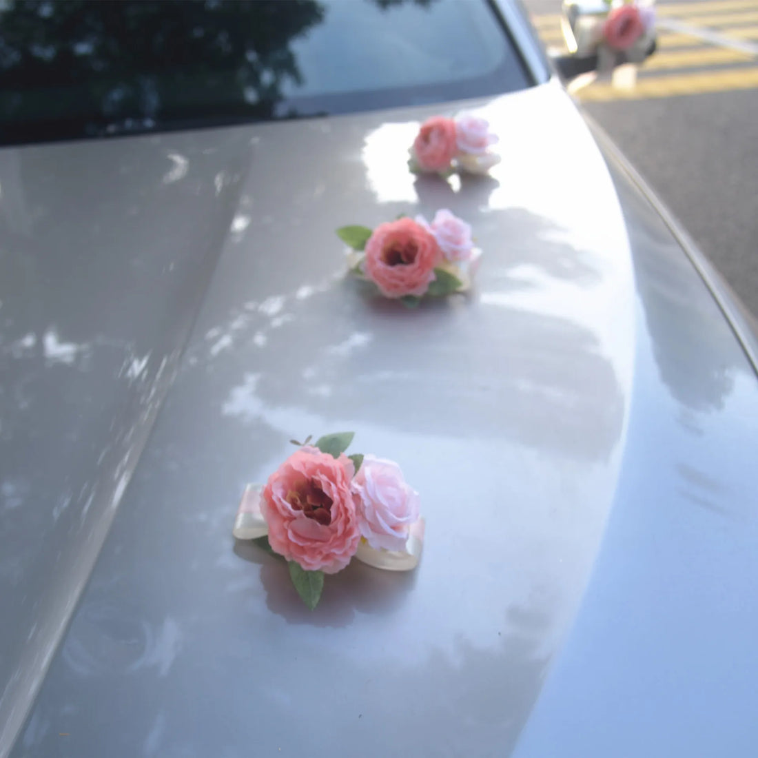 Lot de Fleurs Roses Voiture Décoratives Chic