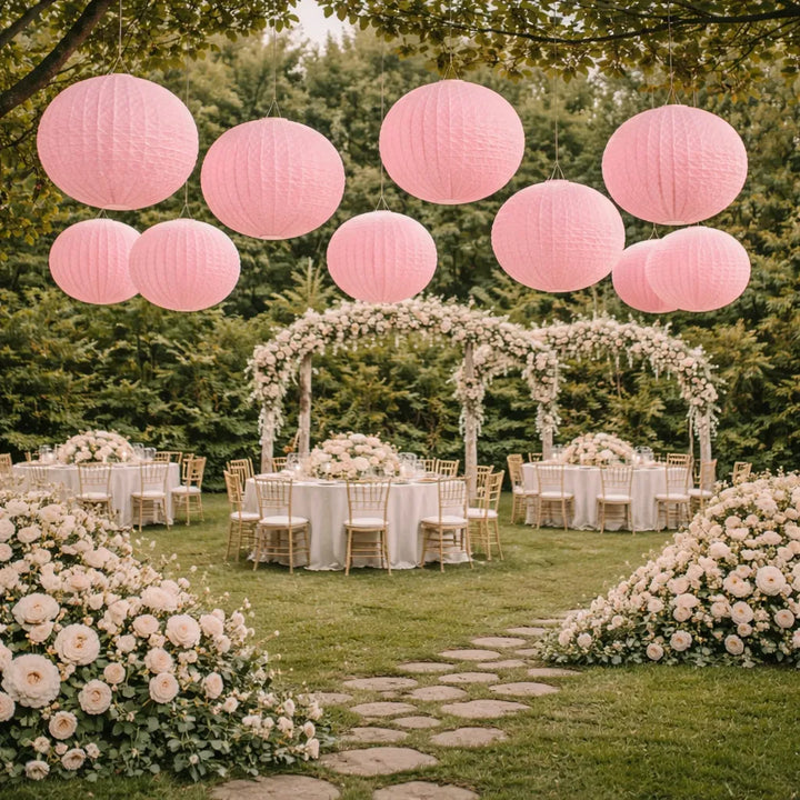 Lot de Lampions Mariage Roses Tendre chic