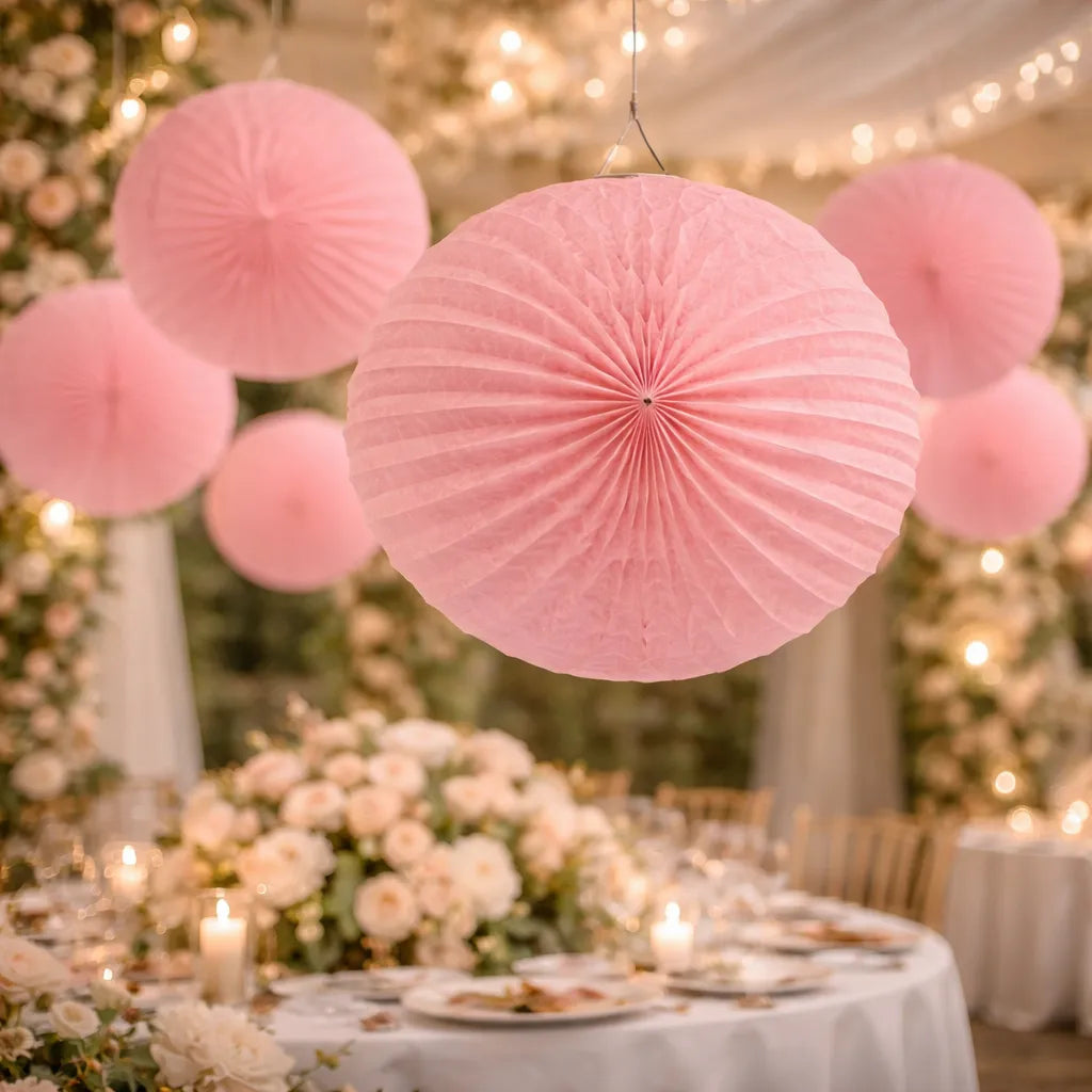 Lot de Lampions Mariage Roses Tendre élégant