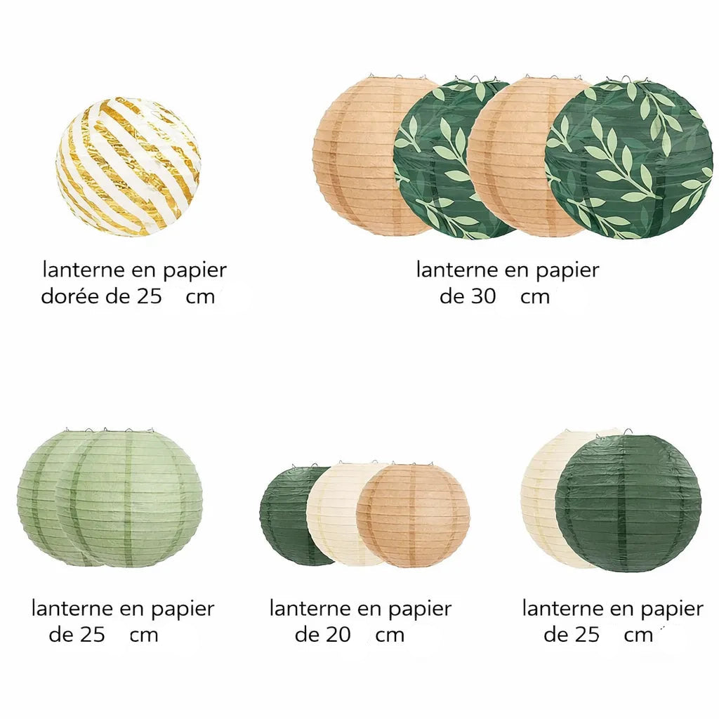 Lot de Lampions Vert Champêtre Chic